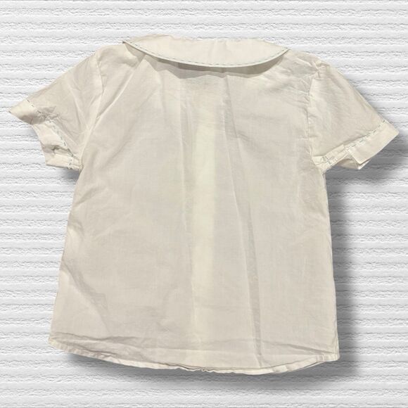 Edgehill Collection White Peter Pan Collar Blouse 3T Blue Stitch Trim - Picture 6 of 8